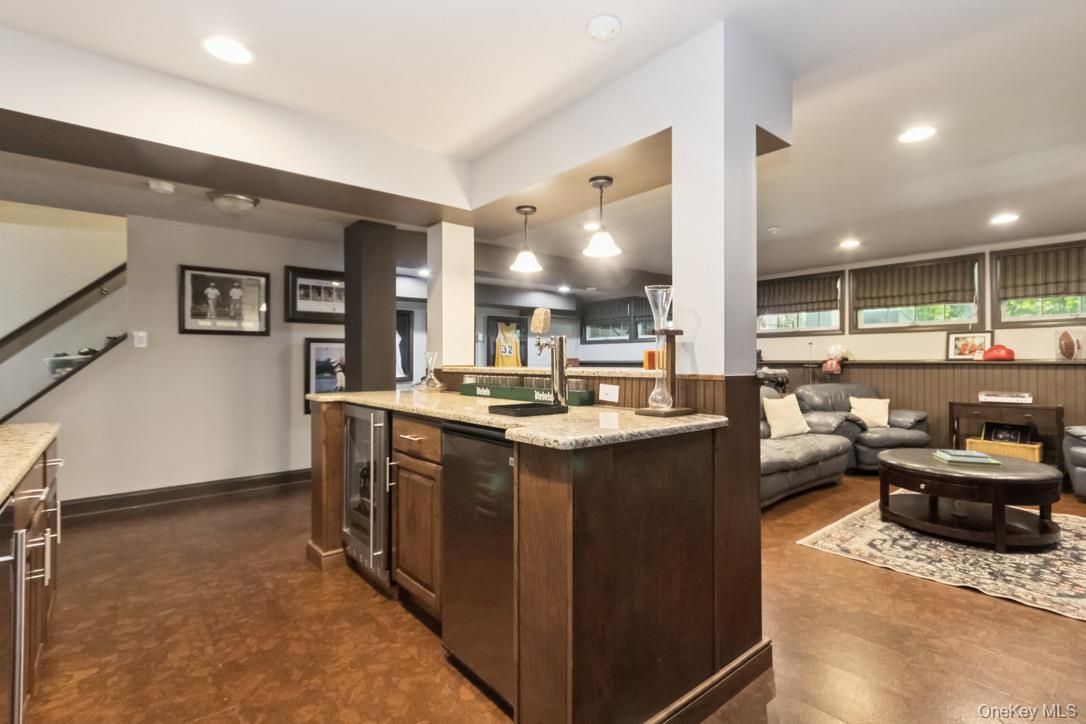 Fireplace, Interior, Kitchen, Living room, Pendant Lights, Recessed Lighting