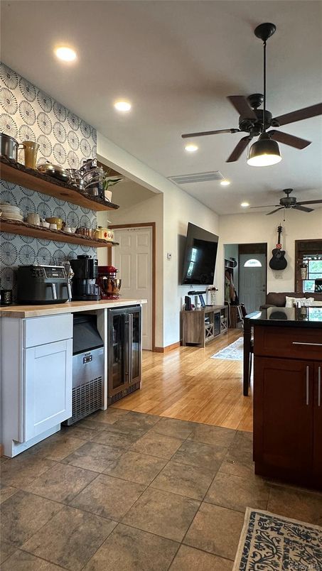 Interior, Kitchen, Recessed Lighting, Wood Texture Flooring