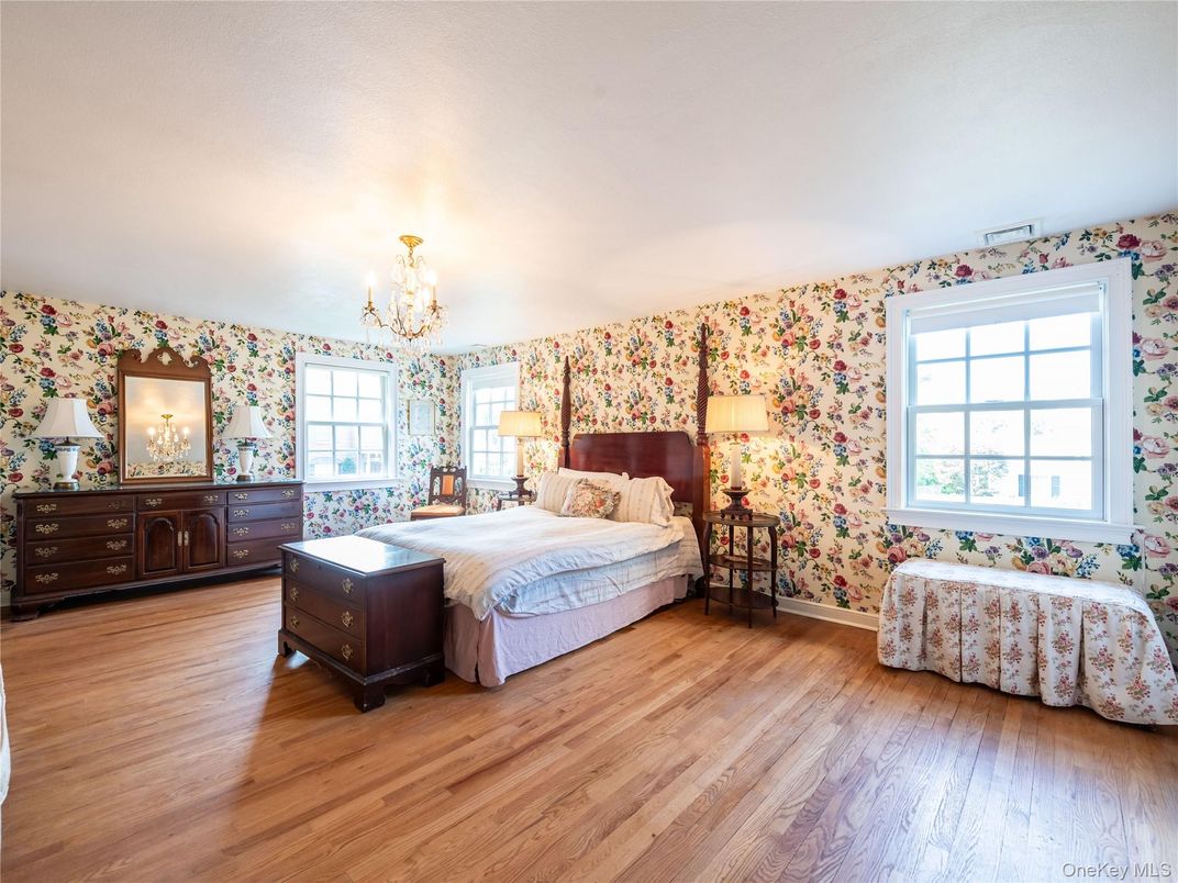 Bedroom, Chandelier, Interior, Wood Texture Flooring