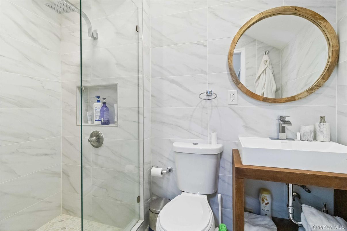 Bathroom, Glass Shower, Interior, Marble Walls