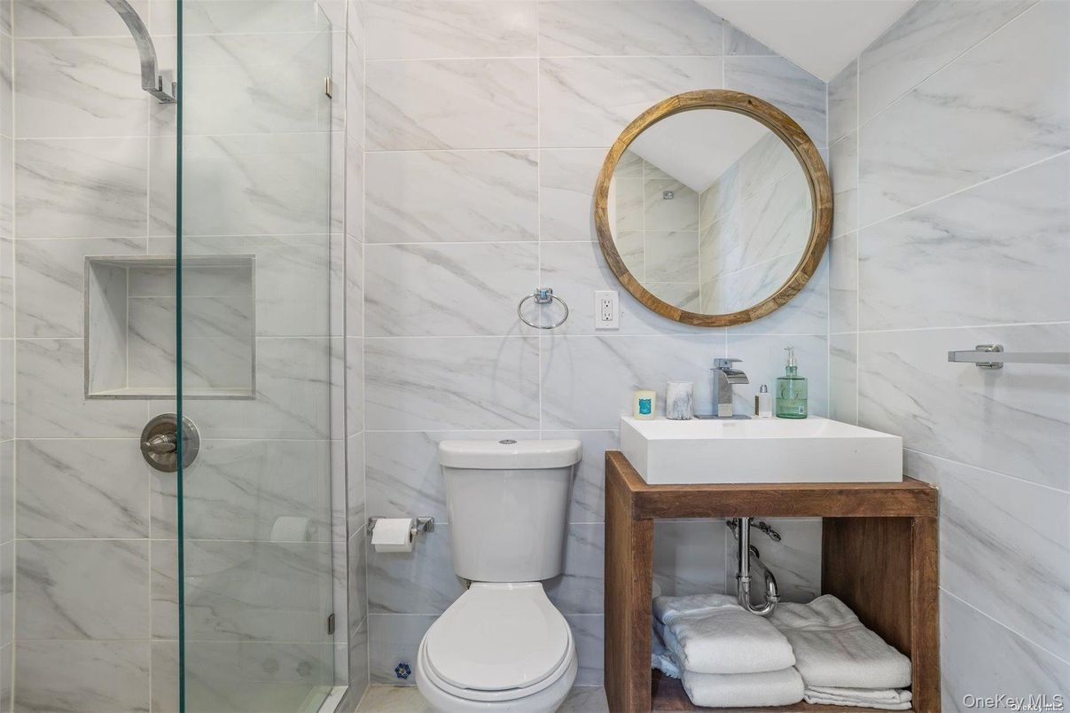 Bathroom, Glass Shower, Interior, Marble Walls