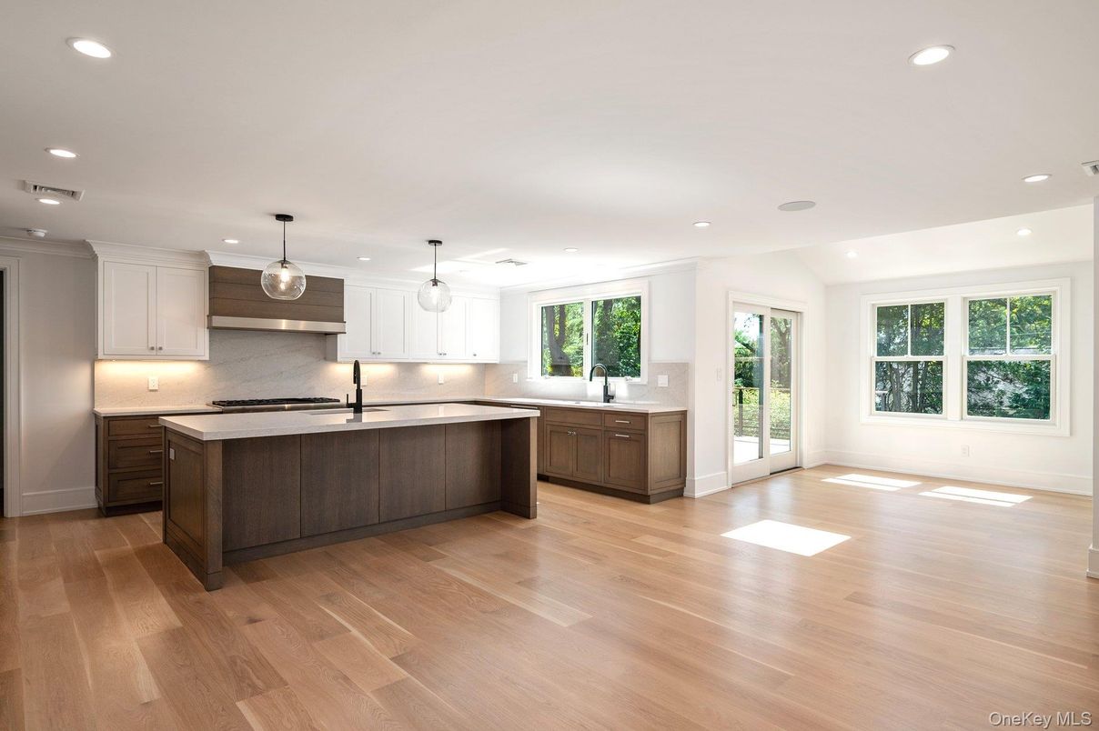 Interior, Kitchen, Pendant Lights, Recessed Lighting, Wood Texture Flooring