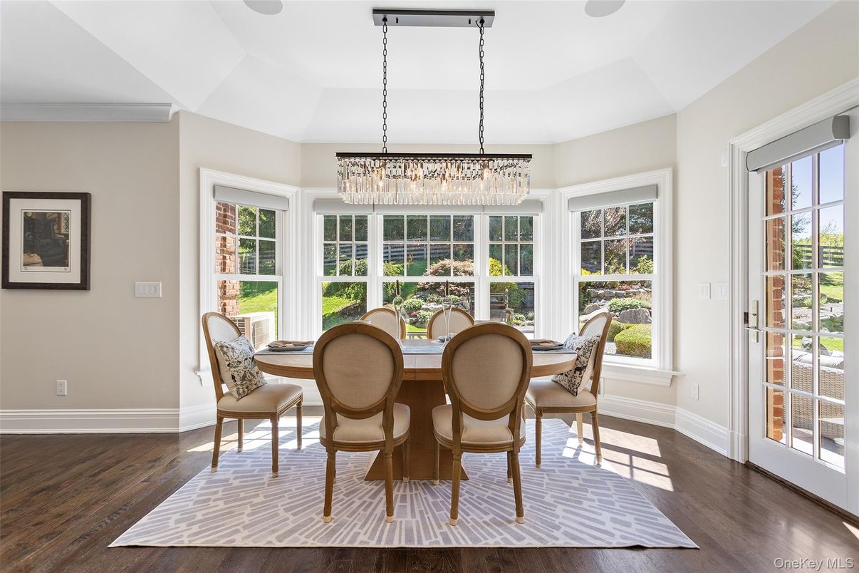 Chandelier, Dining room, Interior, Wood Texture Flooring