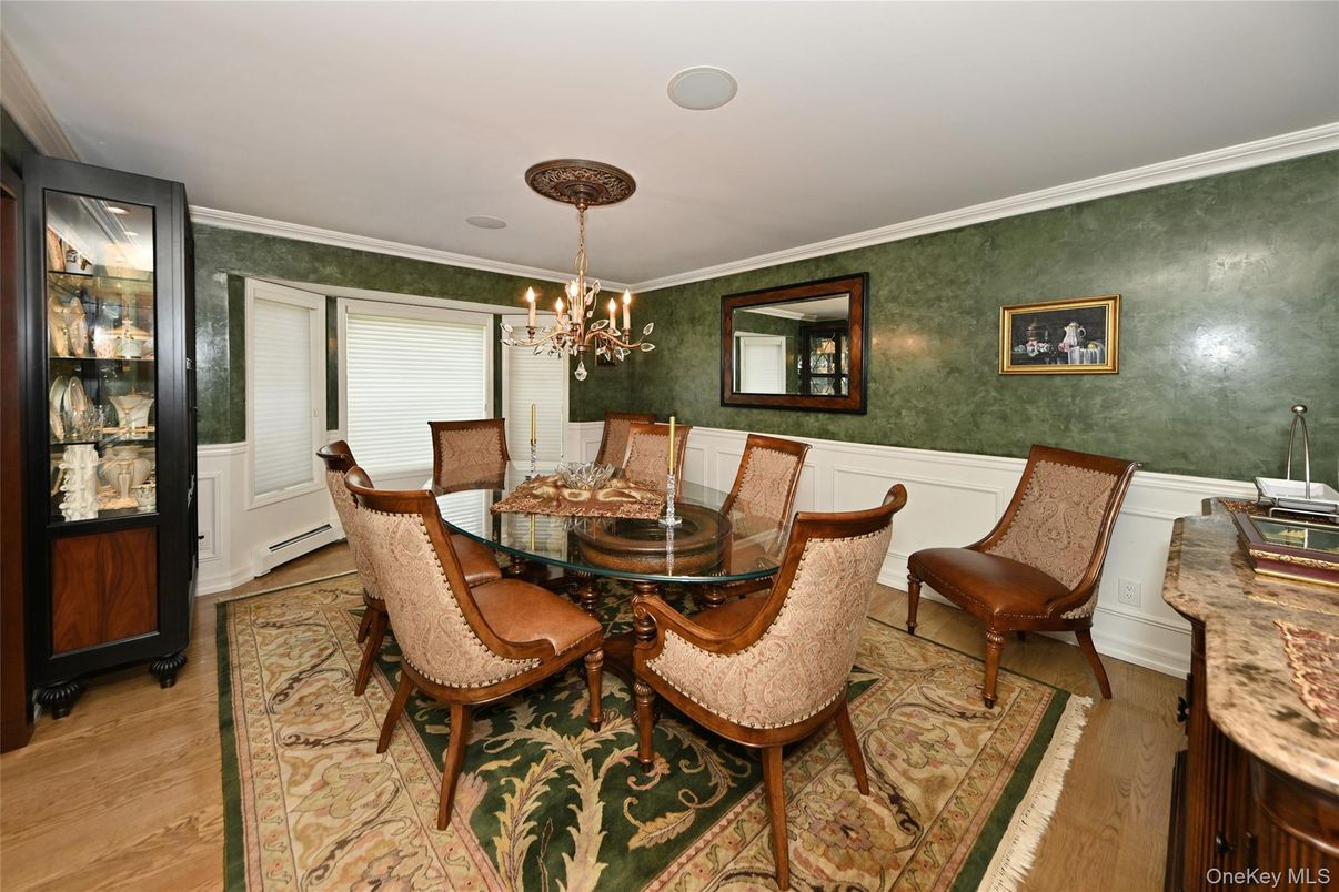 Chandelier, Dining room, Interior, Wood Texture Flooring