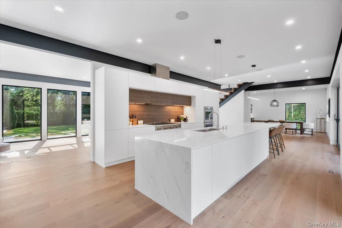 Interior, Kitchen, Pendant Lights, Recessed Lighting, Wood Texture Flooring