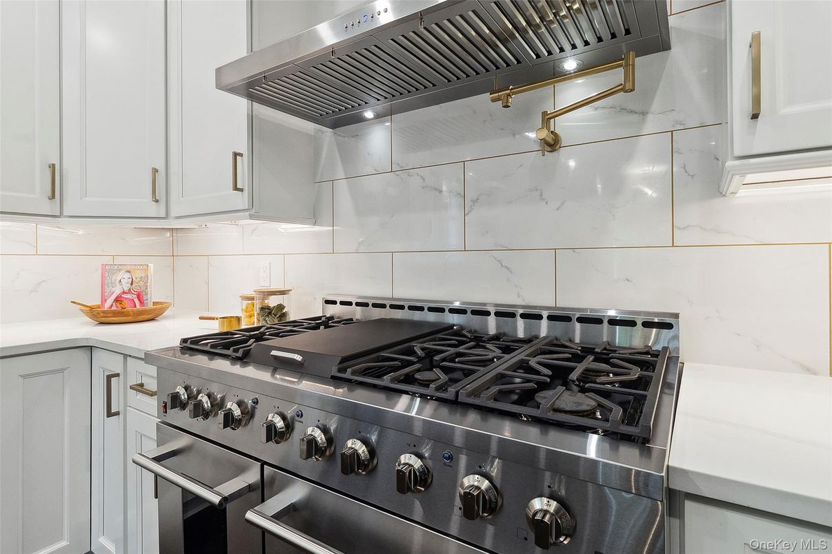 Interior, Kitchen, Marble Walls, Stainless Steel Appliances