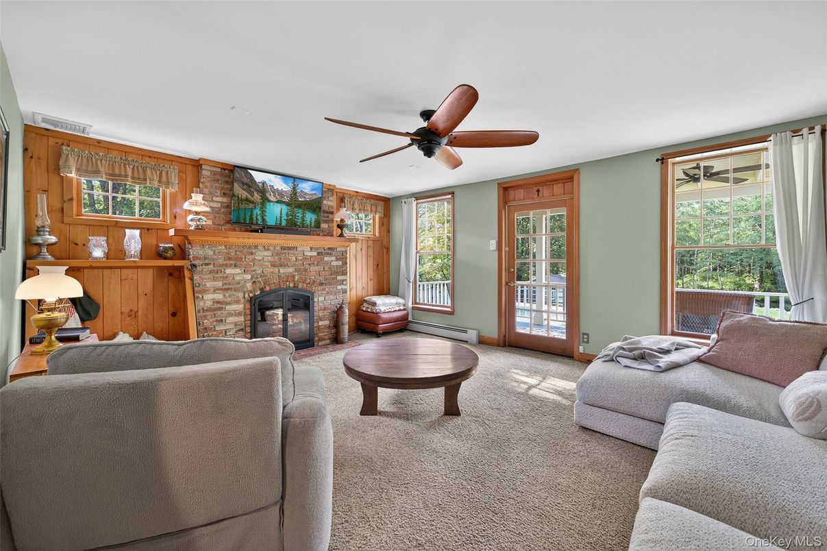 Fireplace, Interior, Living room, Stone Walls, Wooden Walls