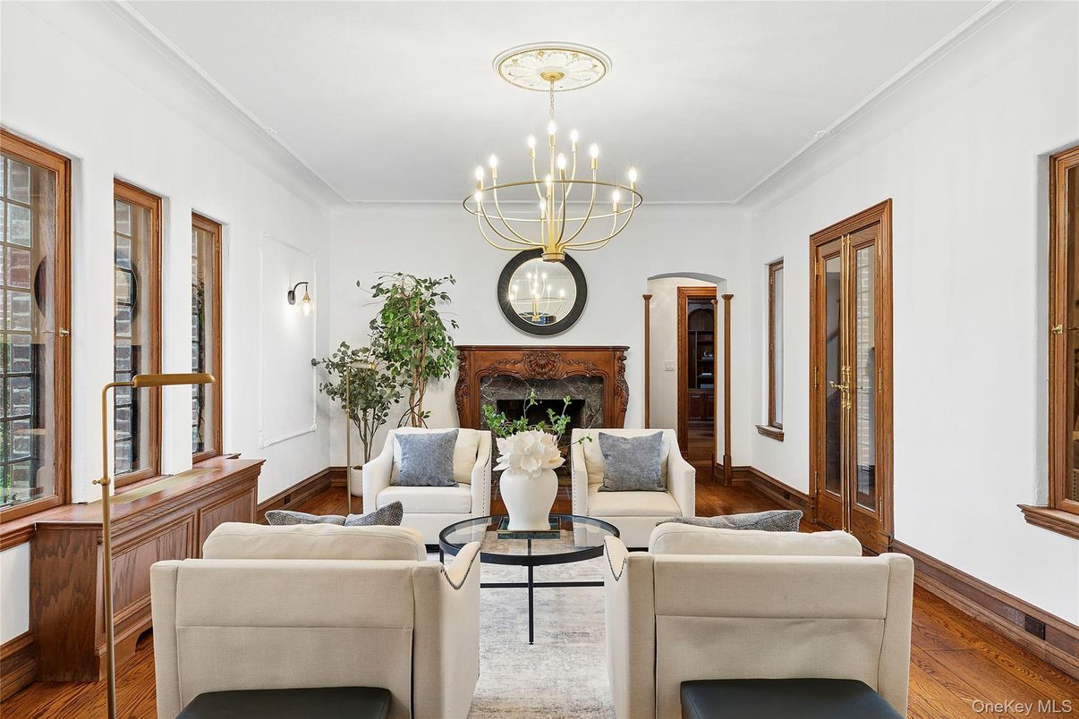Chandelier, Fireplace, Interior, Living room, Wood Texture Flooring
