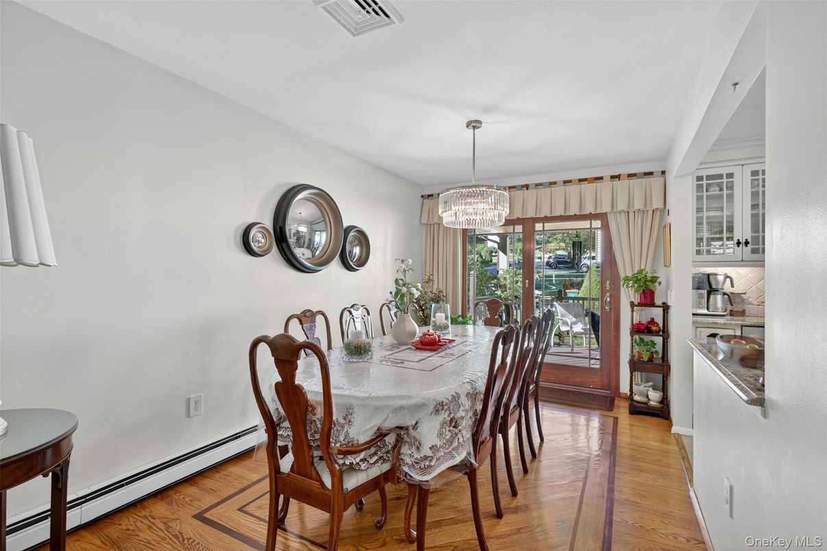 Chandelier, Dining room, Interior, Wood Texture Flooring