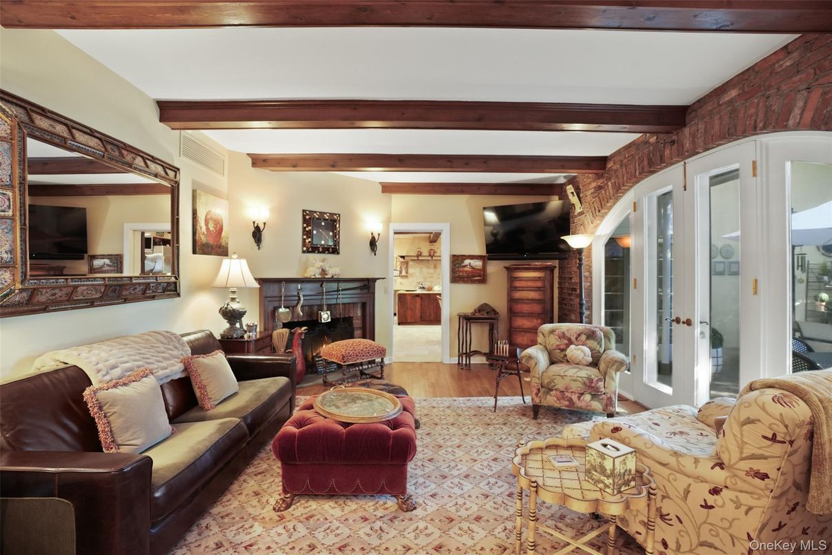 Fireplace, Interior, Living room, Wooden Beams, Wood Texture Flooring