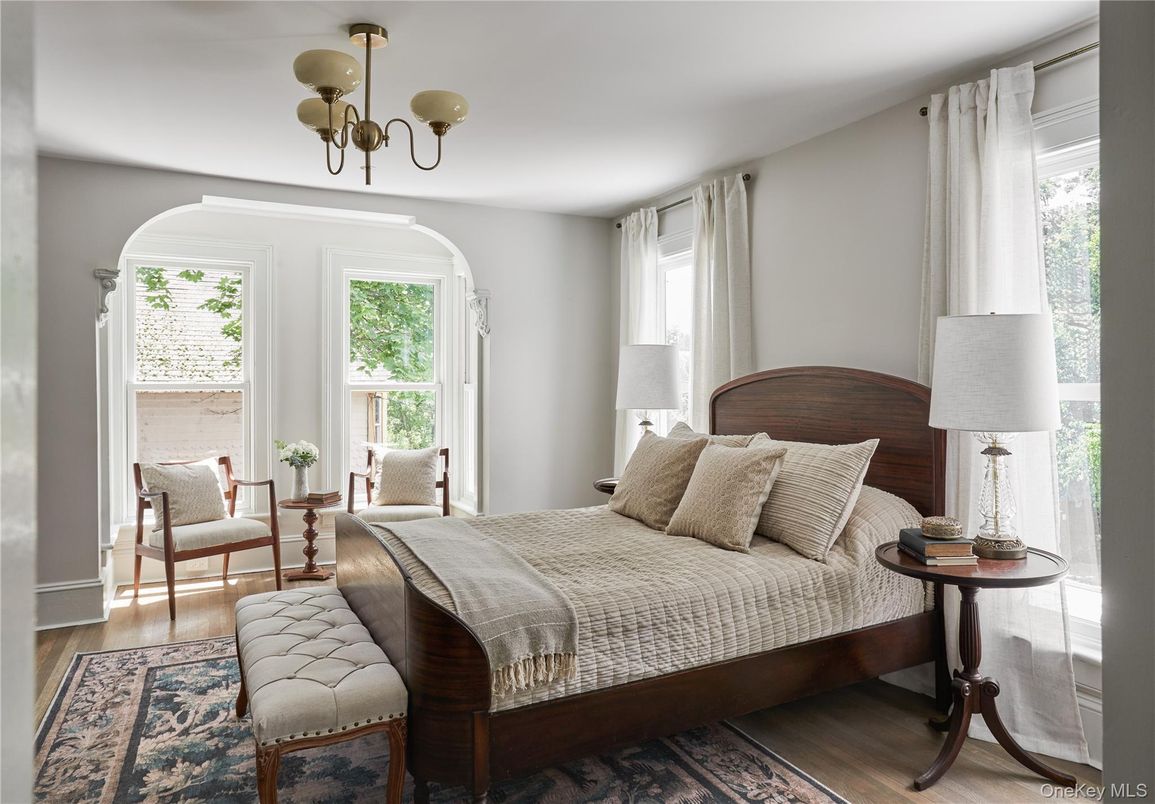 Bedroom, Chandelier, Interior, Wood Texture Flooring