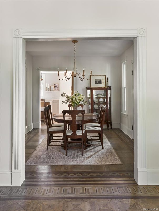Chandelier, Dining room, Interior, Wood Texture Flooring