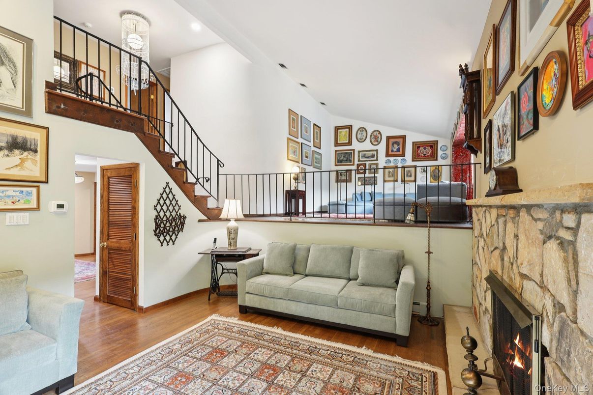 Fireplace, Interior, Recessed Lighting, Wood Texture Flooring