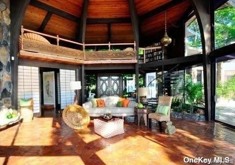 Chandelier, Interior, Living room, Pendant Lights, Wooden Beams, Wooden Ceilings, Wood Texture Flooring