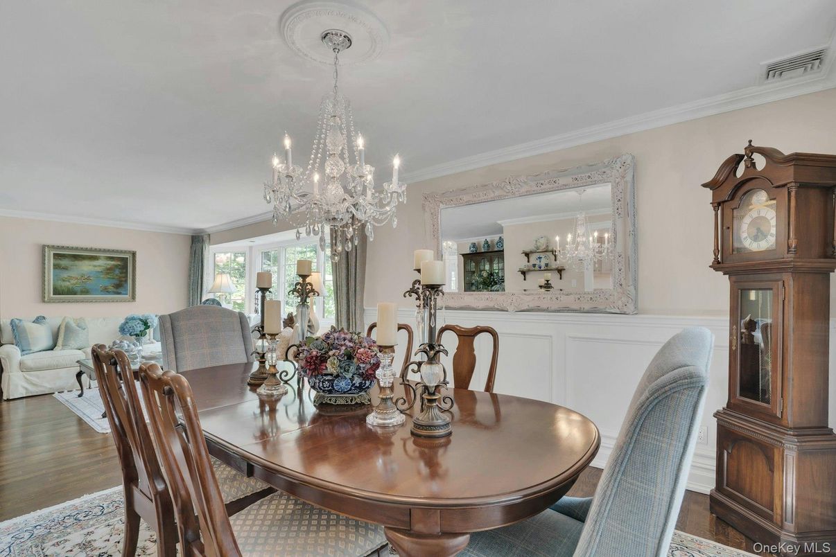 Chandelier, Dining room, Interior, Wood Texture Flooring