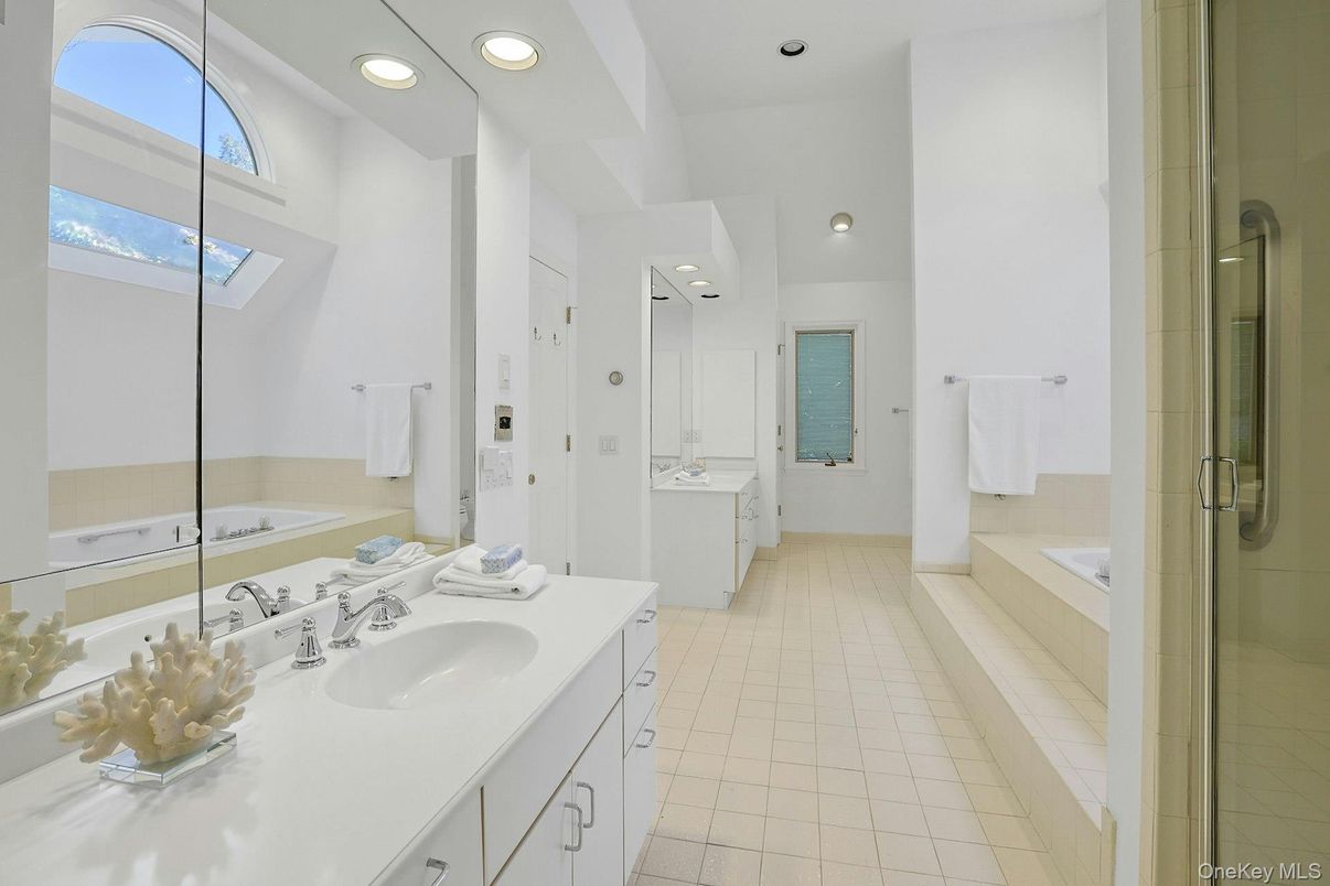 Bathroom, Dual Sink Vanities, Glass Shower, Interior, Recessed Lighting