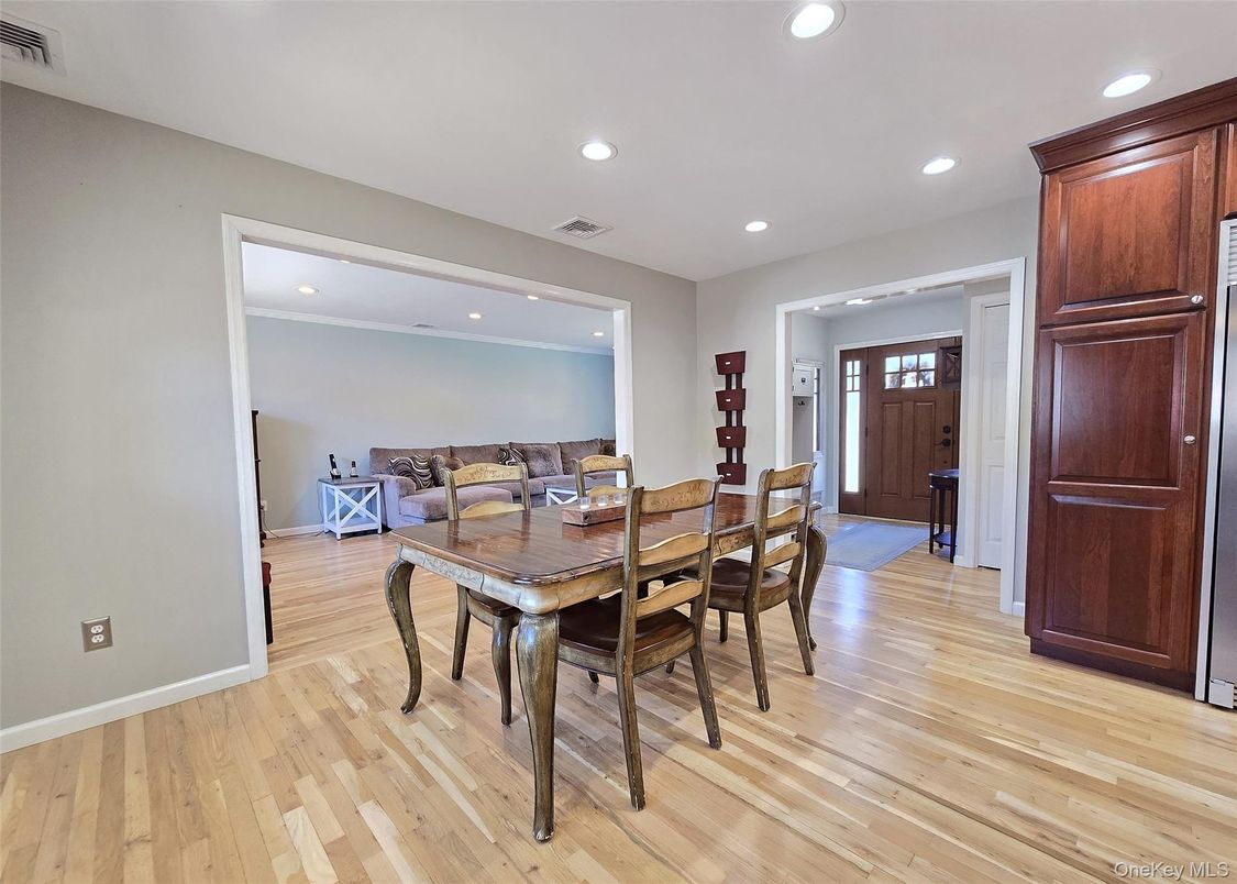 Dining room, Interior, Recessed Lighting, Wood Texture Flooring