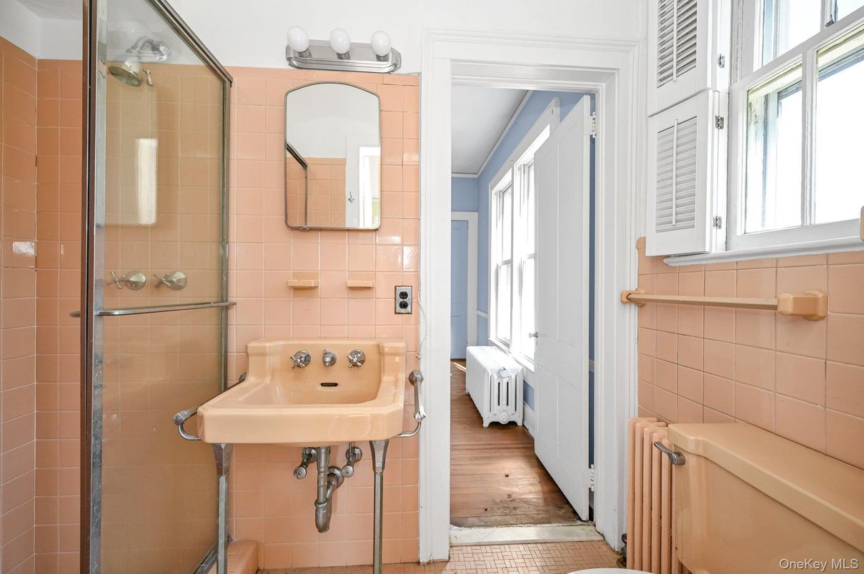 Bathroom, Glass Shower, Interior, Wood Texture Flooring