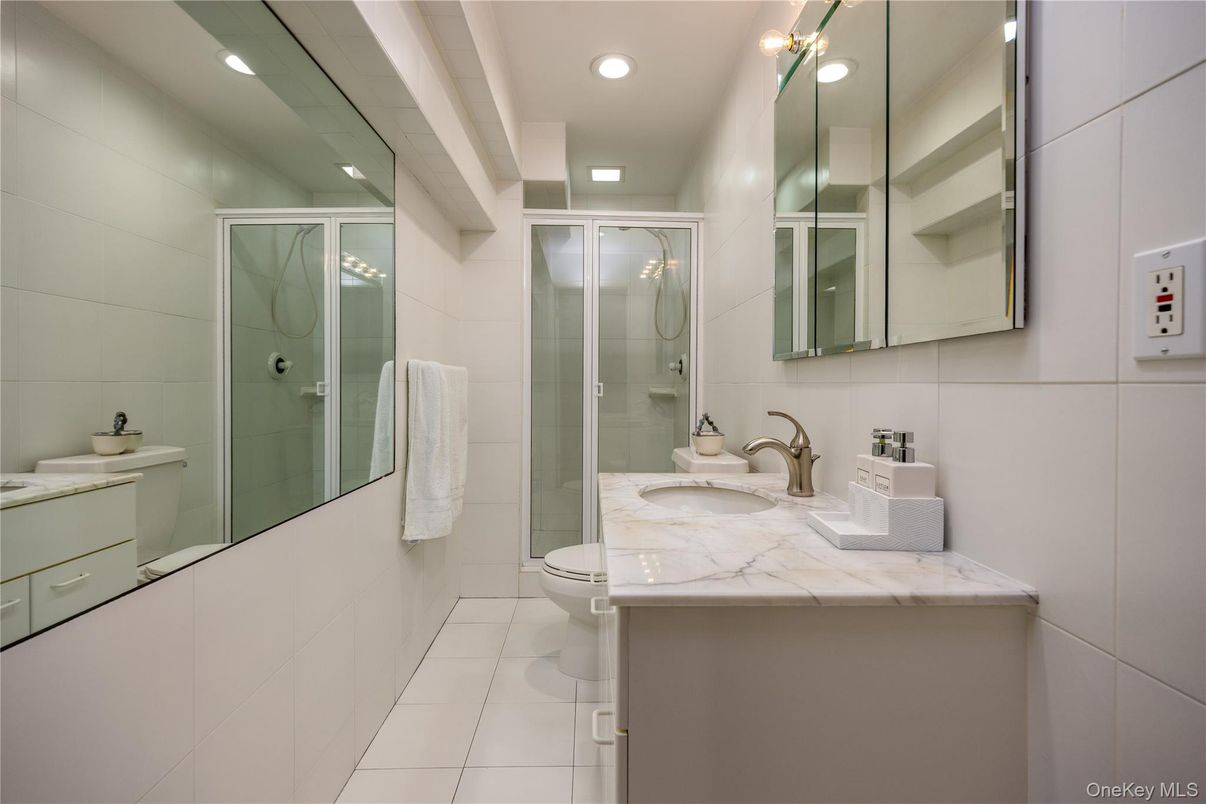 Bathroom, Glass Shower, Interior, Recessed Lighting