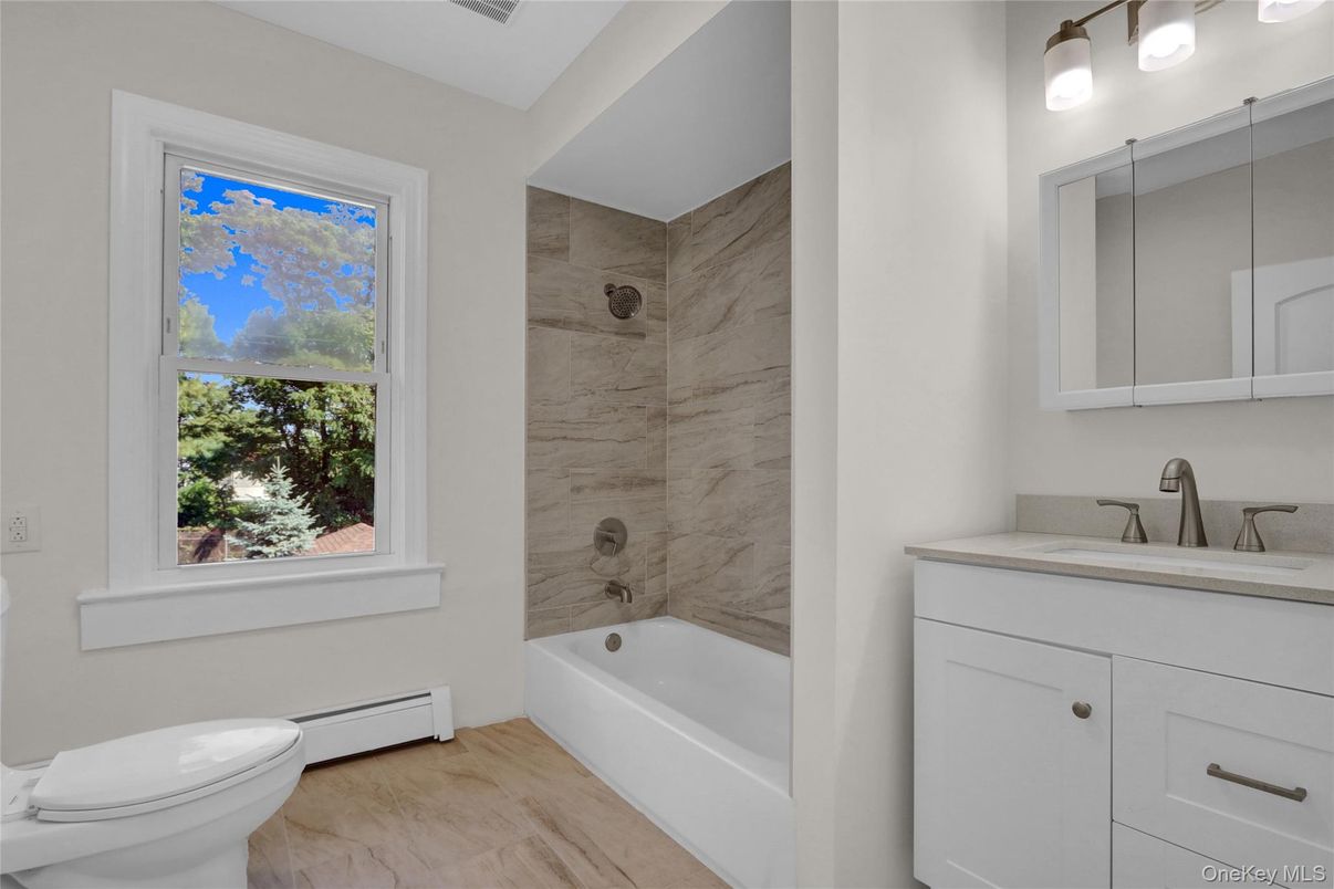 Bathroom, Interior, Marble Walls, Wood Texture Flooring