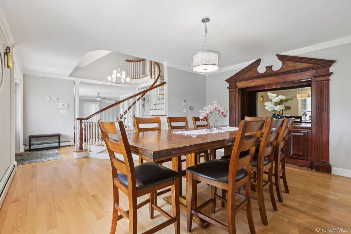 Chandelier, Dining room, Interior, Pendant Lights, Wood Texture Flooring