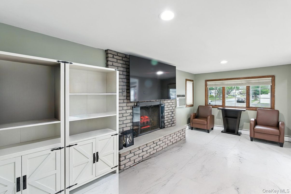Fireplace, Interior, Marble, Recessed Lighting