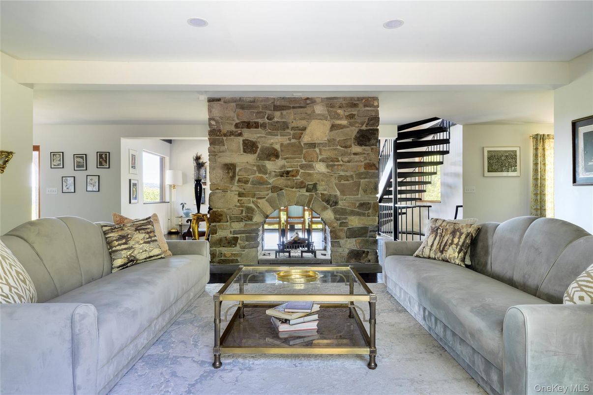 Fireplace, Interior, Living room, Stone Walls
