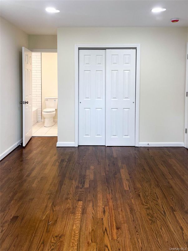 Bathroom, Empty room, Interior, Recessed Lighting, Wood Texture Flooring