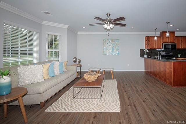 Interior, Kitchen, Living room, Pendant Lights, Recessed Lighting, Stainless Steel Appliances, Wood Texture Flooring