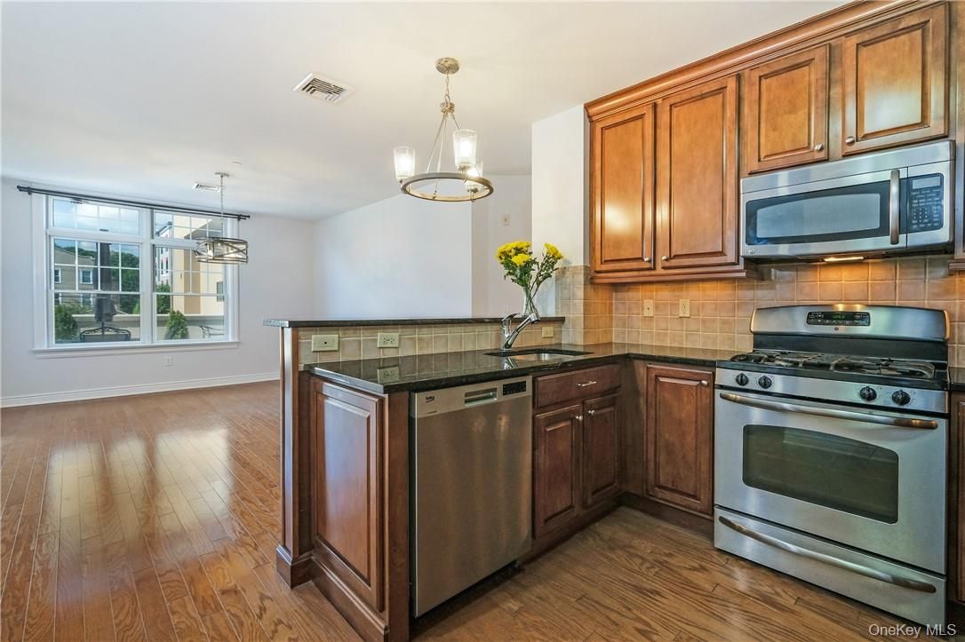 Interior, Kitchen, Pendant Lights, Stainless Steel Appliances, Wood Texture Flooring