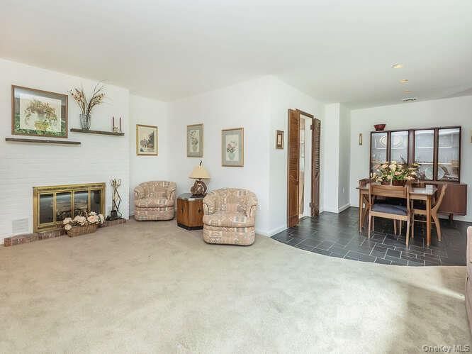Dining room, Fireplace, Interior, Recessed Lighting