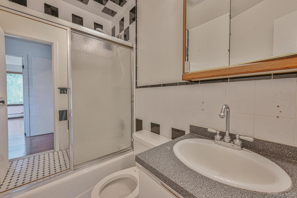 Bathroom, Glass Shower, Interior, Wood Texture Flooring