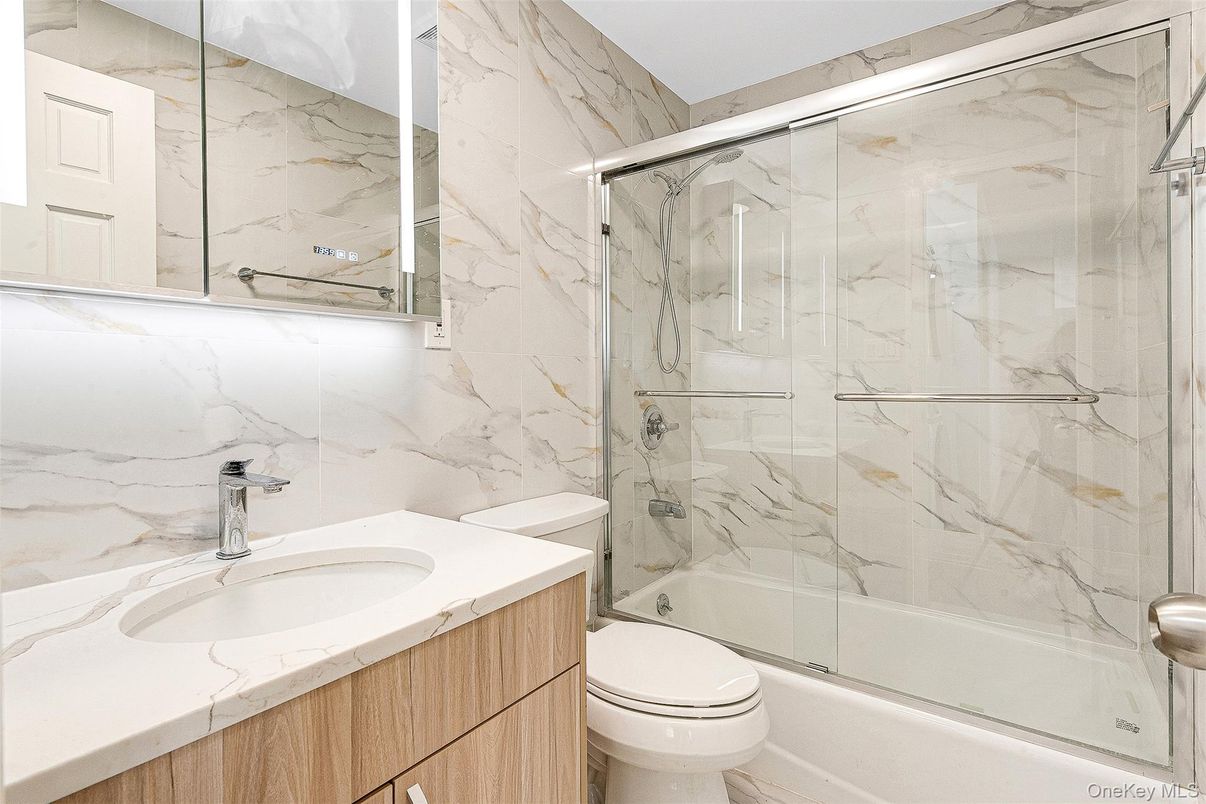 Bathroom, Glass Shower, Interior, Marble Walls