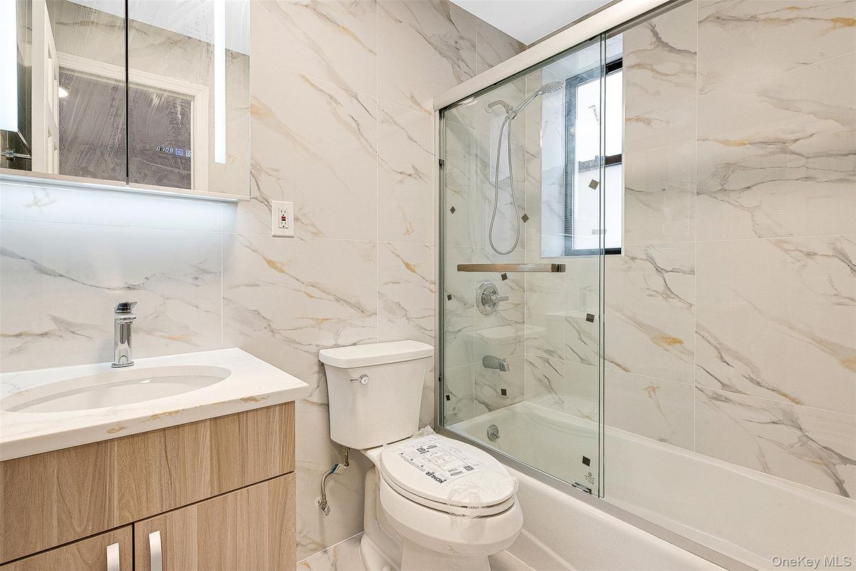 Bathroom, Glass Shower, Interior, Marble Walls