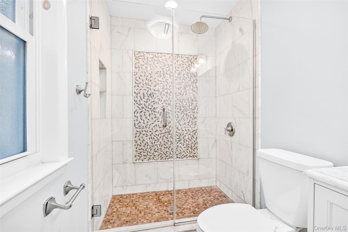 Bathroom, Glass Shower, Interior, Marble Walls