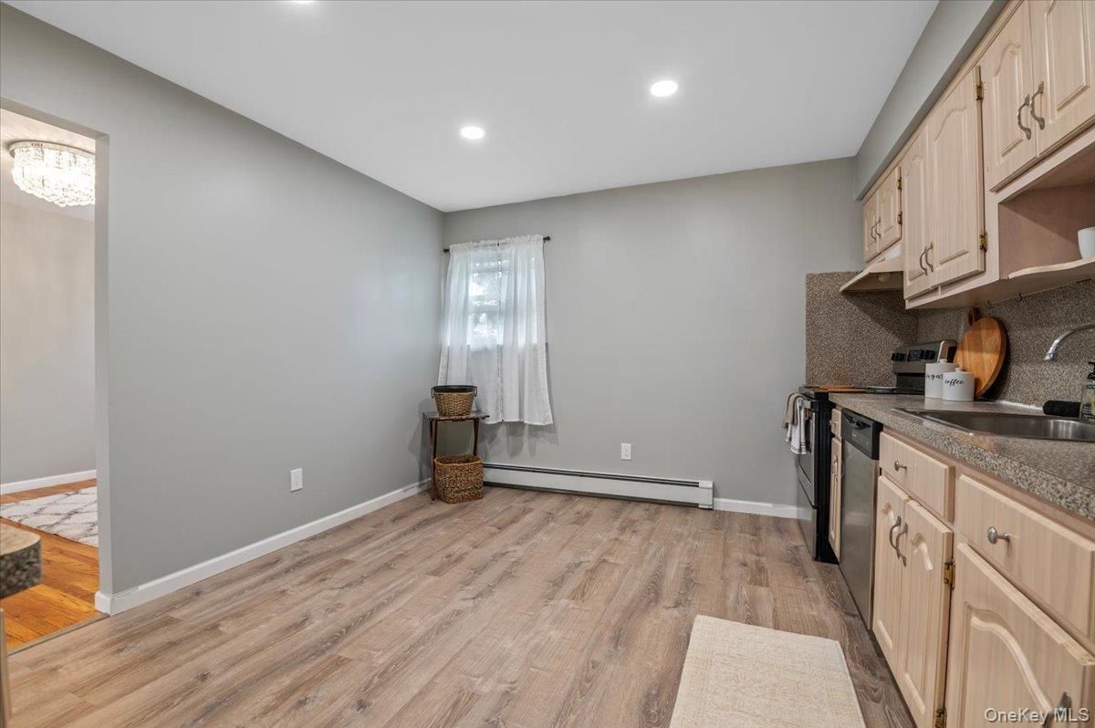 Interior, Kitchen, Recessed Lighting, Wood Texture Flooring