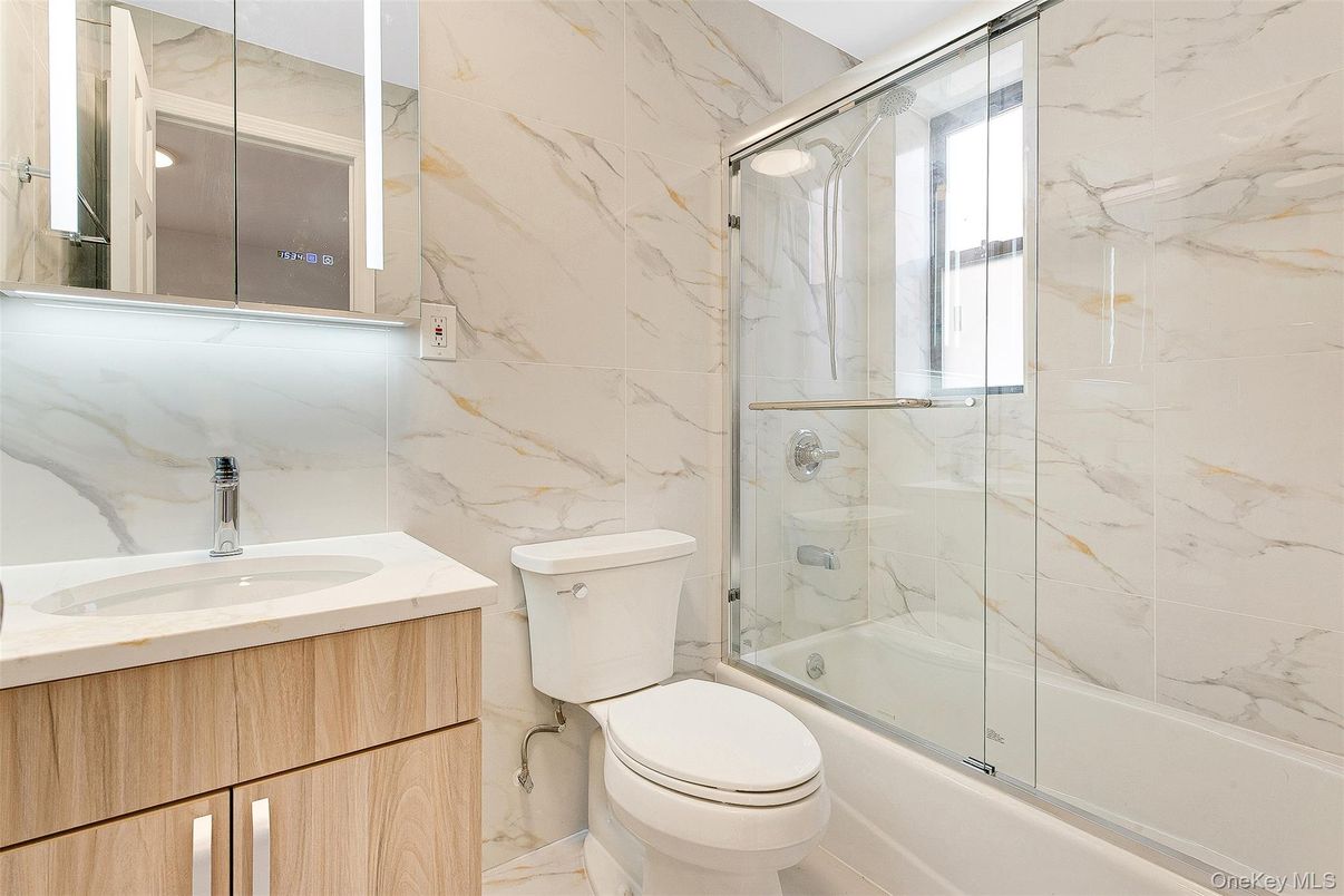 Bathroom, Glass Shower, Interior, Marble Walls