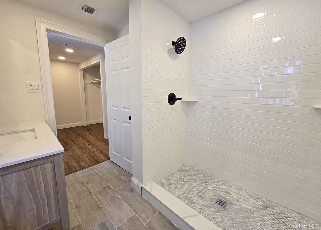 Bathroom, Interior, Recessed Lighting, Wood Texture Flooring
