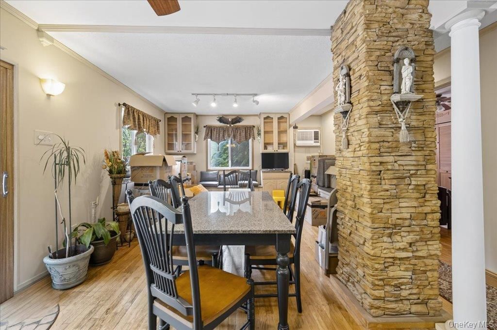 Dining room, Interior, Kitchen, Stone Walls, Wood Texture Flooring