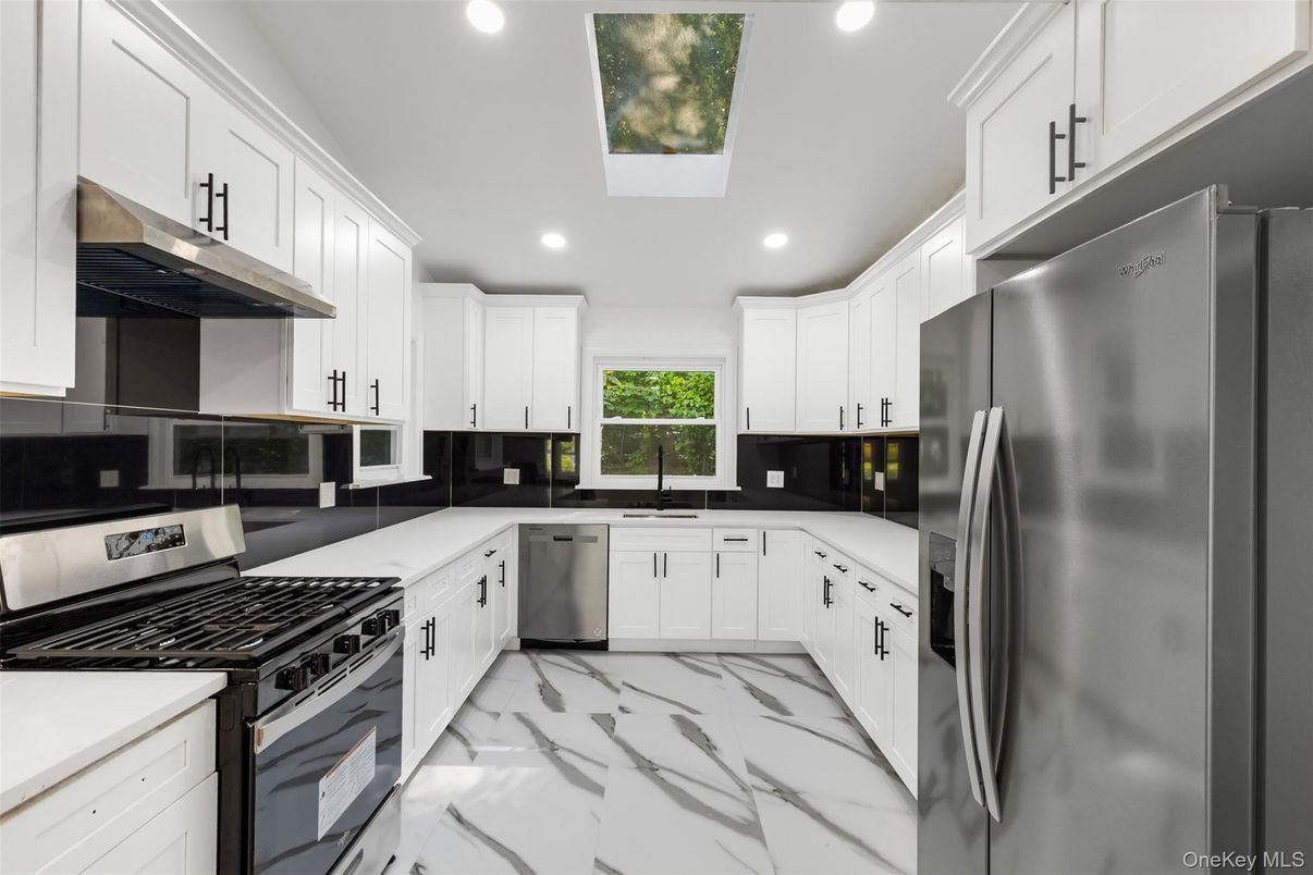 Interior, Kitchen, Marble, Recessed Lighting, Stainless Steel Appliances
