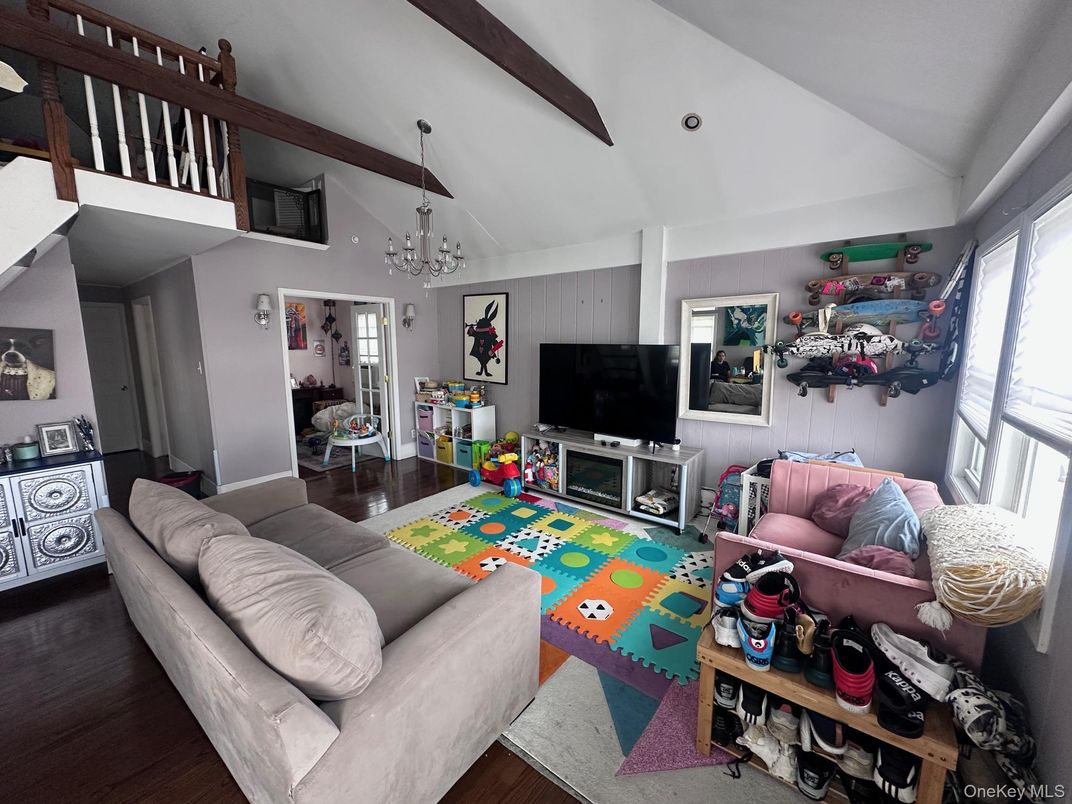 Chandelier, Interior, Living room, Wooden Beams, Wood Texture Flooring