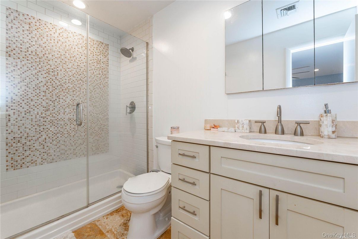 Bathroom, Glass Shower, Interior, Recessed Lighting