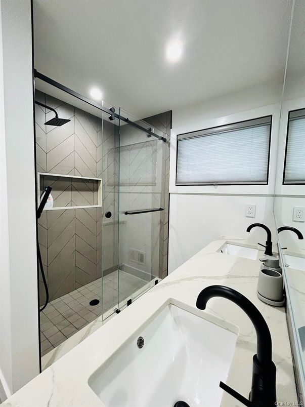 Bathroom, Dual Sink Vanities, Glass Shower, Interior, Recessed Lighting