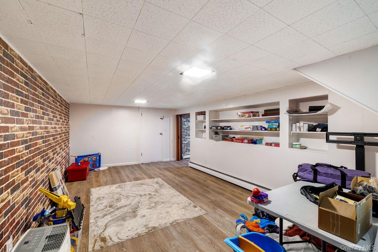 Interior, Recessed Lighting, Stone Walls, Wood Texture Flooring