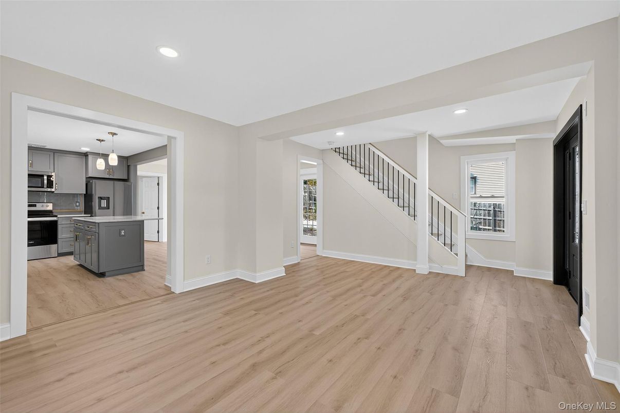 Interior, Kitchen, Pendant Lights, Recessed Lighting, Wood Texture Flooring