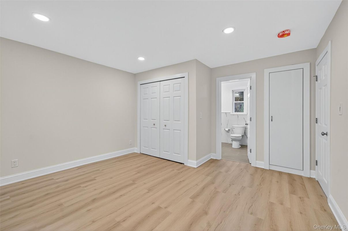 Bathroom, Empty room, Interior, Recessed Lighting, Wood Texture Flooring
