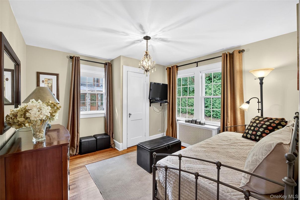 Bedroom, Chandelier, Interior, Wood Texture Flooring