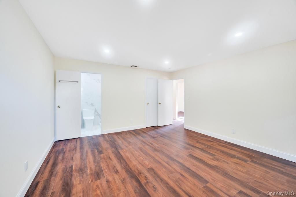 Bathroom, Empty room, Interior, Recessed Lighting, Wood Texture Flooring