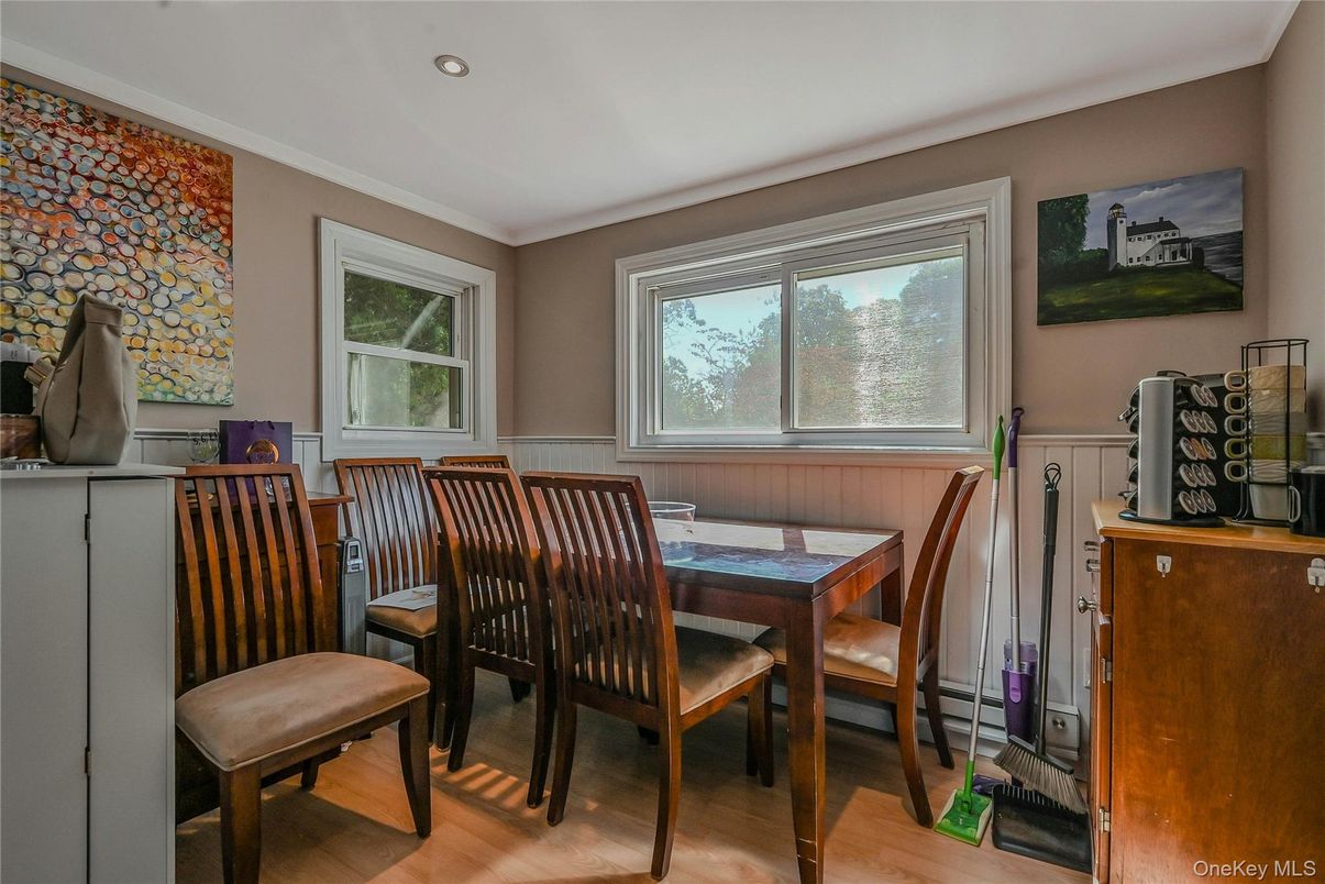 Dining room, Interior, Recessed Lighting, Wood Texture Flooring
