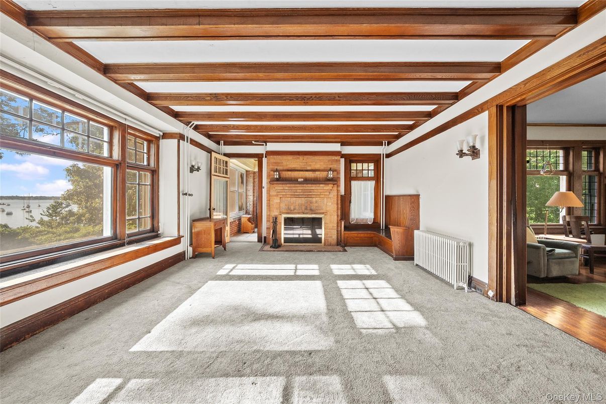 Fireplace, Interior, Wooden Beams